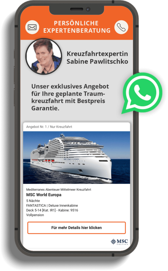 Kreuzfahrt Angebote per E-Mail und WhatsApp